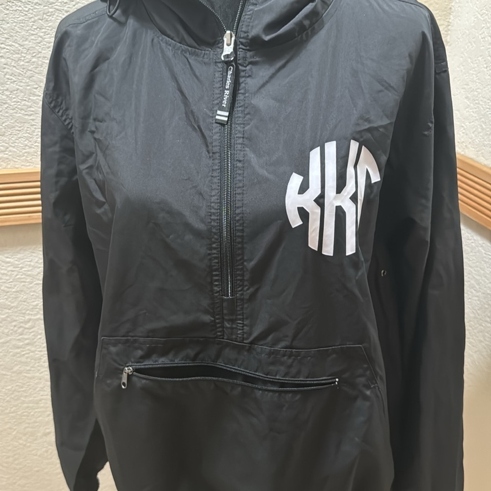Charles River Apparel Black Windbreaker with White Kappa Kappa Gamma Size M - Picture 5 of 9